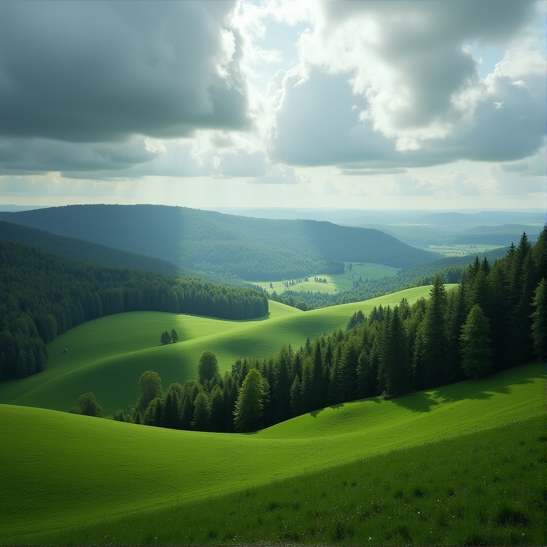 Eifel-Landschaft mit grünen Hügeln und Wäldern – Kulturveranstaltungen in der Vulkaneifel